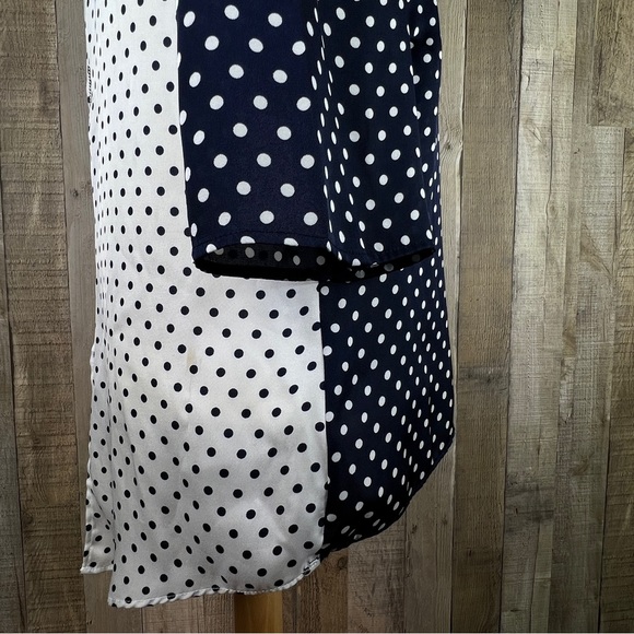 Coco Bianco XL Navy Blue Top with White Polka Dots & High Low Ducktail B… - Picture 5 of 12